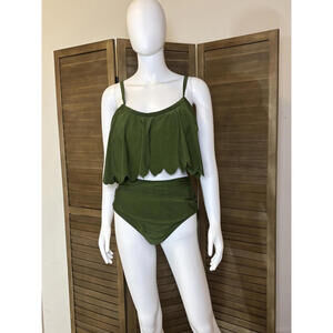 Olive Green Plus-Size Two-Piece Swimsuit